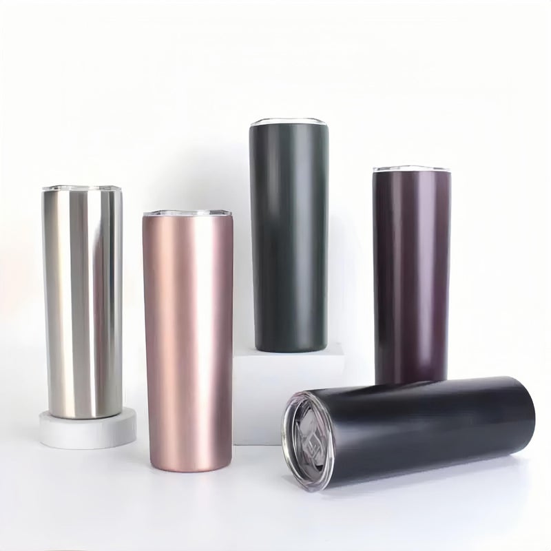 Gteller Double Wall 18/8 Stainless Steel Vacuum slim skinny tumbler with straw and lid, insulated travel mug keeping beverage cold and warm (rose gold, 20oz) - Image 4
